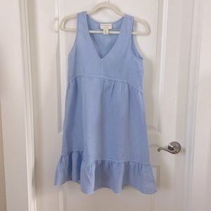 Cynthia Rowley blue linen ruffle hem dress